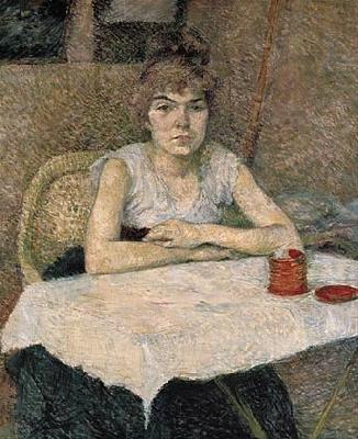 Young woman at a table, Henri de toulouse-lautrec